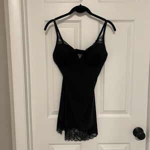 Victoria's Secret Black Lace Chemise with Scalloped Hem